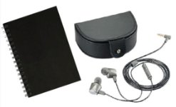 Three Sessions - Notebook, pen & iFidelity Earbuds